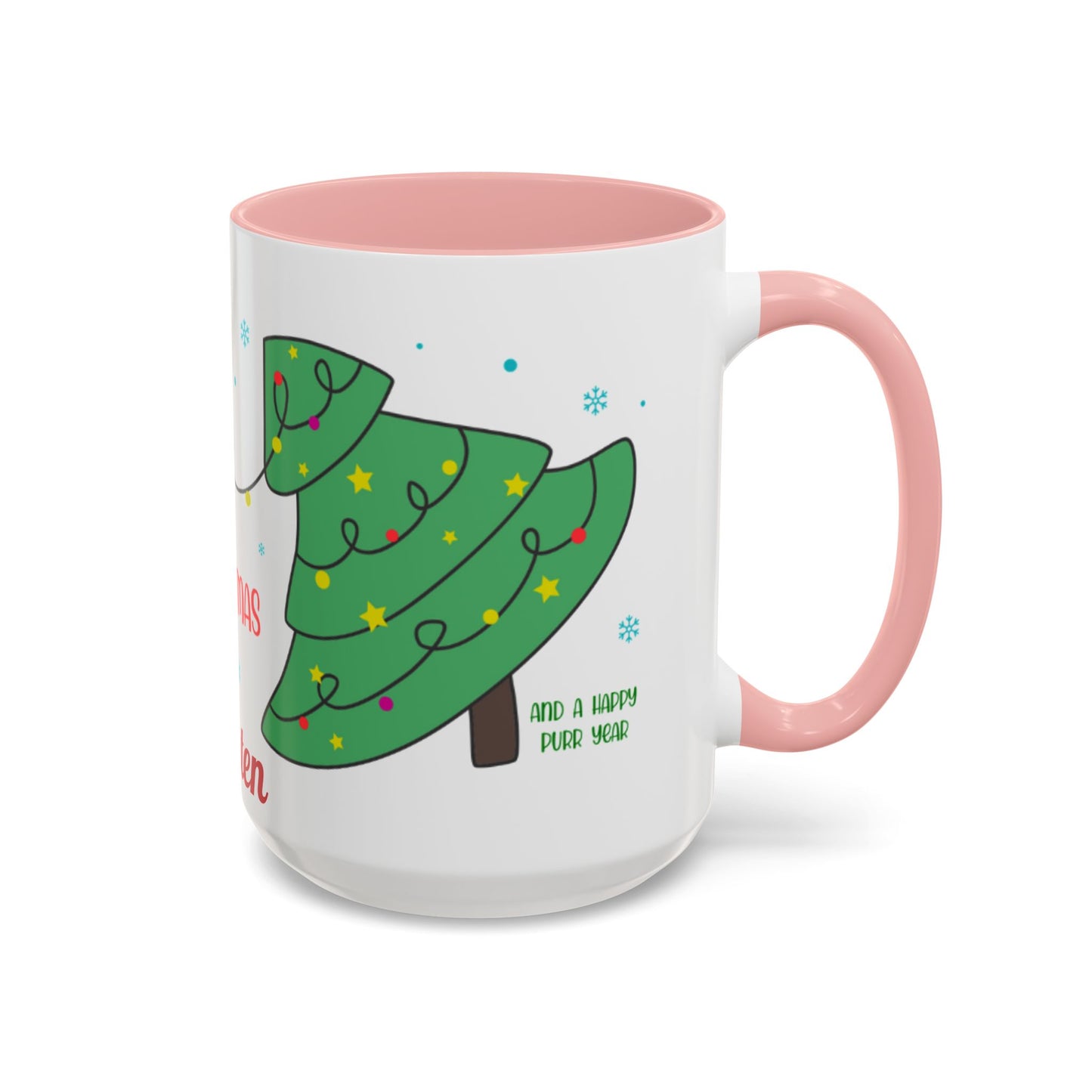 Personalized Meowy Christmas Accent Mug, Funny Holiday Coffee Cup, Cat Lover Gift, Festive Drinkware, Christmas Decor, Personalized Mug