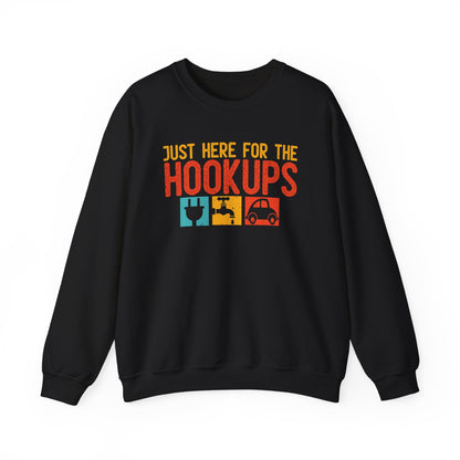 Just Here For The Hookups Sweatshirt | RV Camper Camping Pullover | Towing Camperplug Crewneck | RV Life Apparel