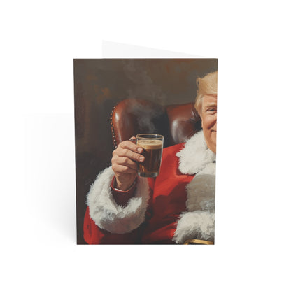 Santa Portrait Holding Drink Greeting Card, Funny Vintage Christmas Card, Retro Holiday Card, Santa Toast Card, Festive Gift Note