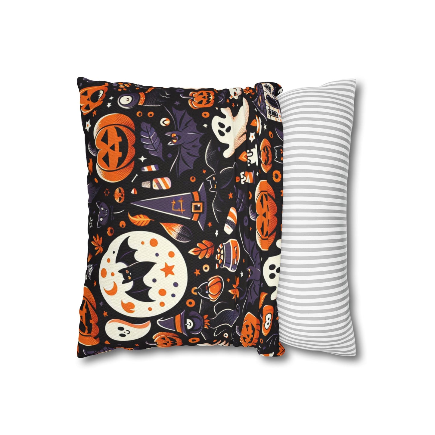 Spooky Halloween Pillowcase, Cozy Decor for Fall, Trick or Treat, Ghost And Pumpkin Cushion Cover, Autumn Vibes Throw Pillow