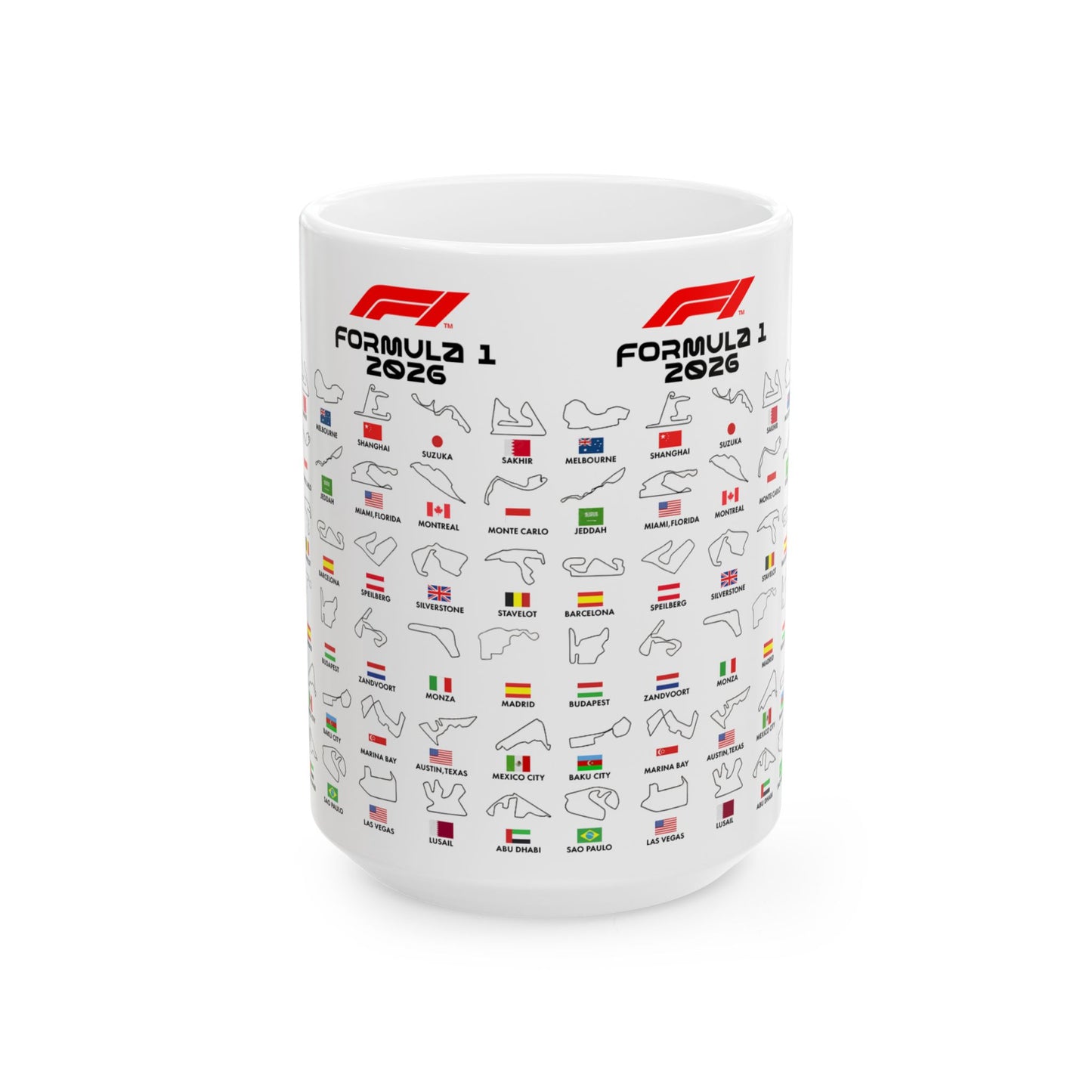 Formula One 2026 Mug, F1 Race Track Coffee Cup, Grand Prix Fan Gift, Motorsport Mug, Racing Dad Gift, Auto Lover Cup