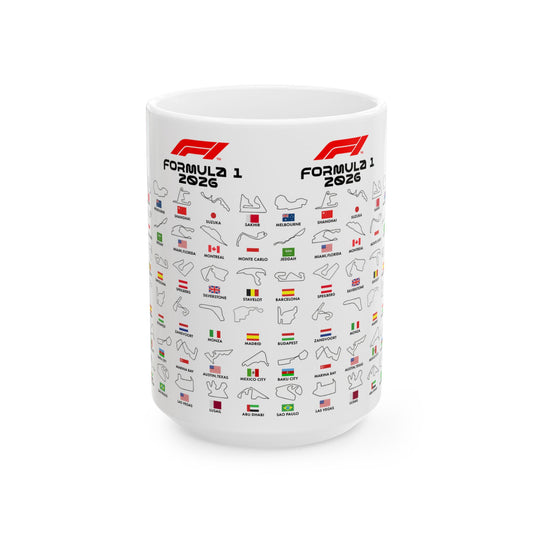Formula One 2026 Mug, F1 Race Track Coffee Cup, Grand Prix Fan Gift, Motorsport Mug, Racing Dad Gift, Auto Lover Cup