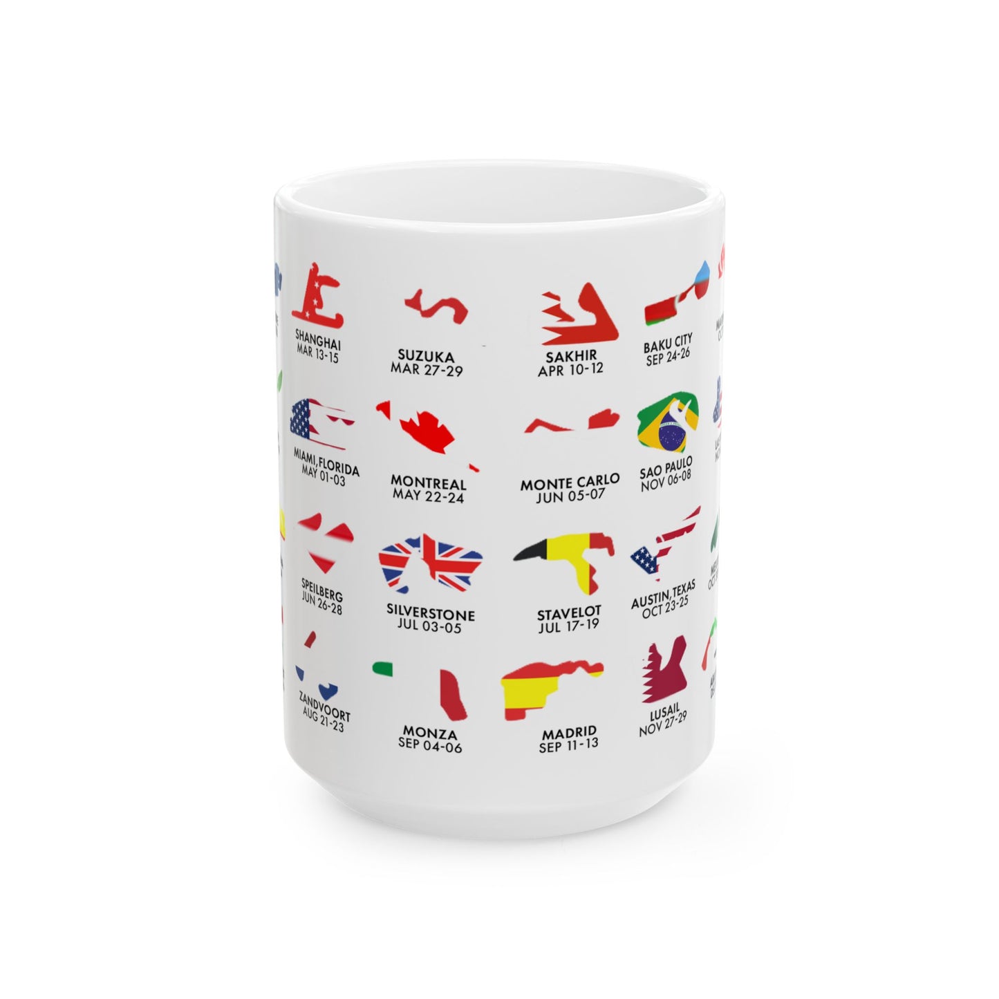 2026 Grand Prix Track Map Mug, Formula 1 Race Circuit Icons Mug, F1 Calendar Coffee Cup, Motorsport Fan Gift, Ceramic Mug