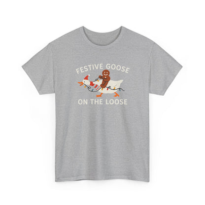 Festive Goose on the Loose Shirt, Funny Christmas Gingerbread Tee,  Holiday Comfort Colors T-Shirt, Cute Xmas Gift for Her and Him
