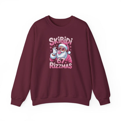 Skibidi Rizzmas Santa Crewneck Sweatshirt | Pink Santa Christmas Design | 67 Christmas Sweatshirt