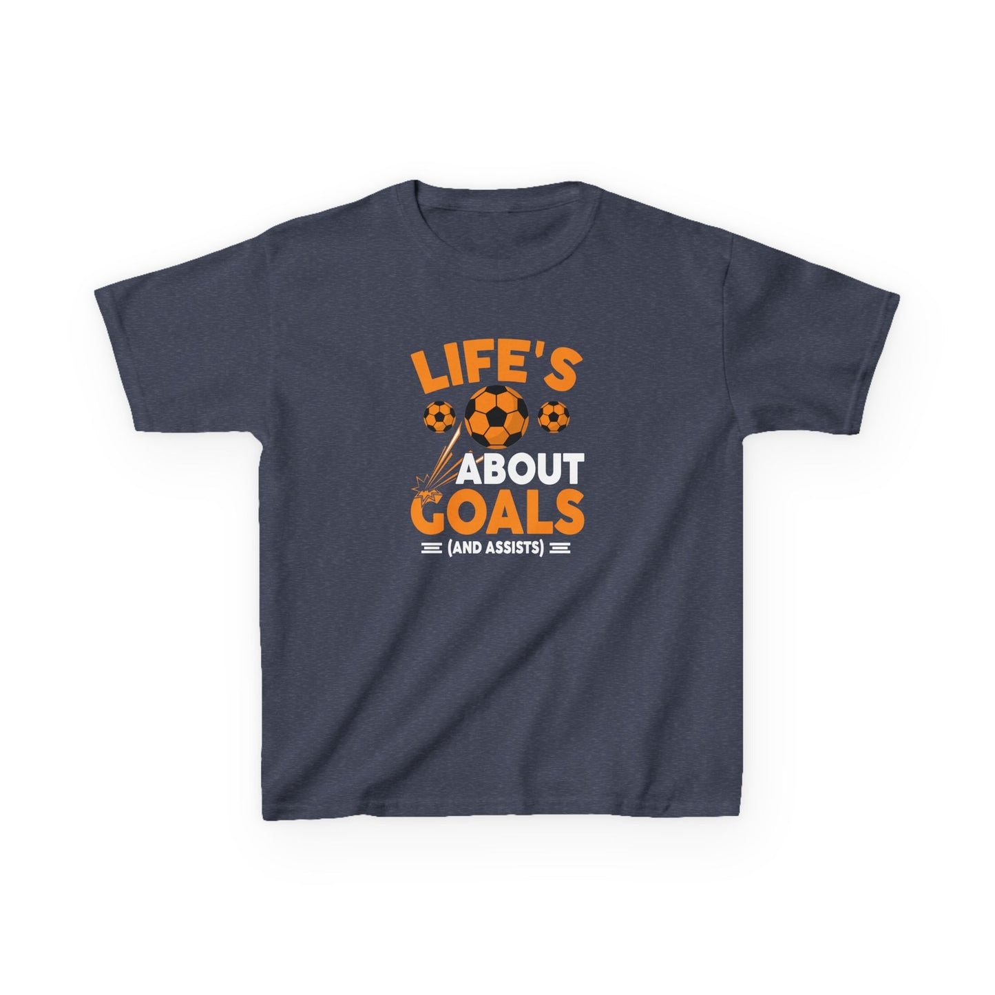 Life's About Goals Kids T-Shirt | Soccer Graphic Tee | Fun Teamwork Shirt for Boys & Girls | Cotton Youth Sports Top, FIFA World Cup 2026
