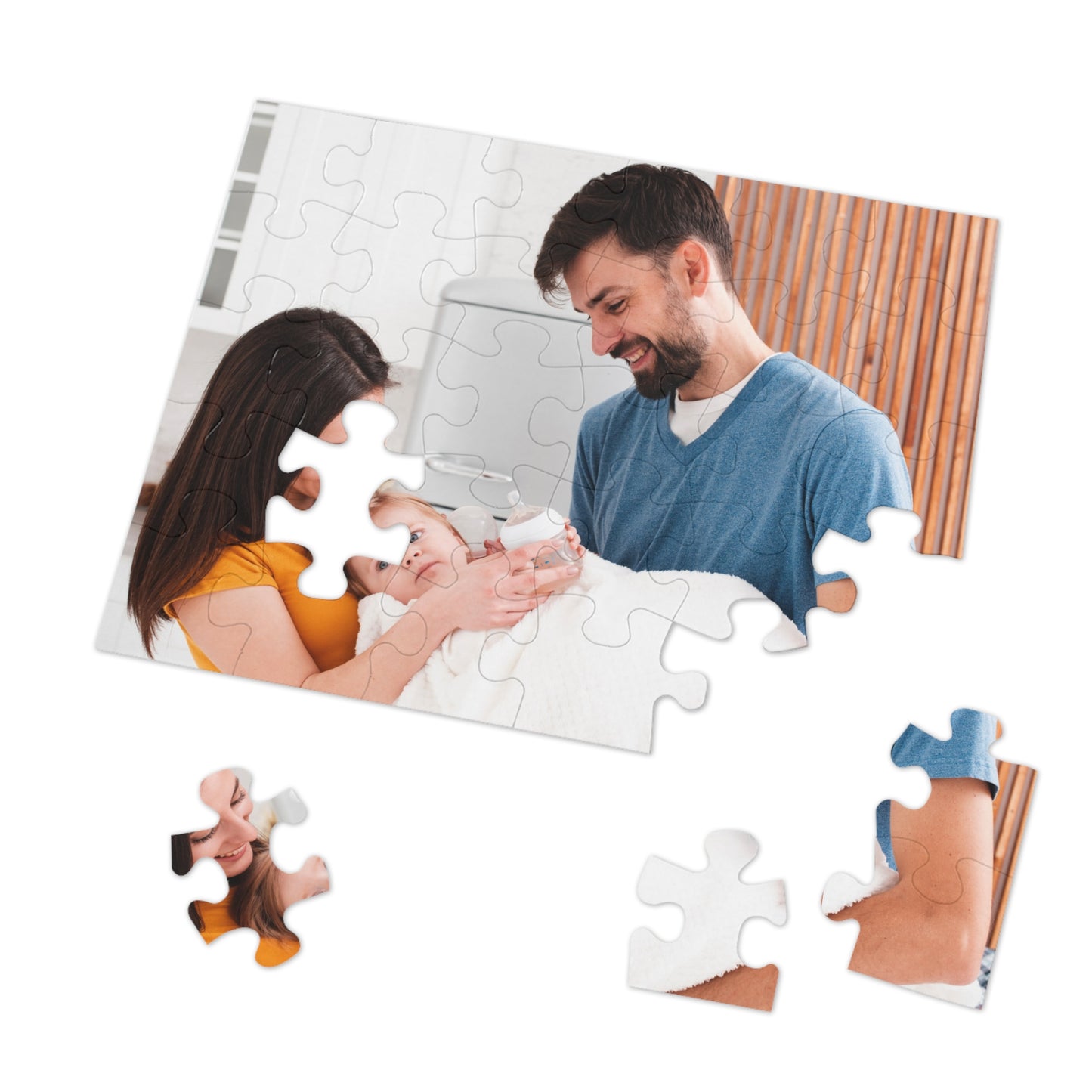 Family Photo Jigsaw Puzzle with Tin, Custom Picture Puzzle Keepsake, Personalized Family & Couples Gift