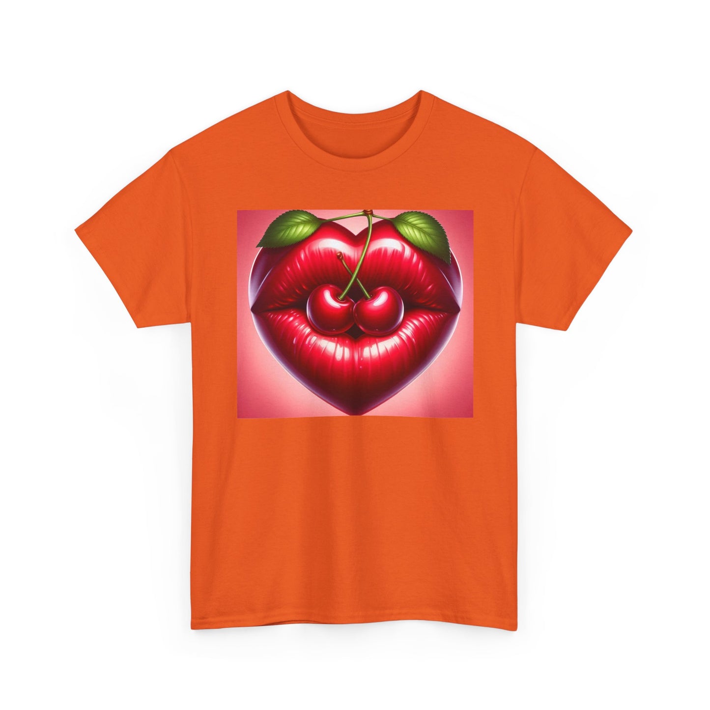 Cherry Lips Heart Graphic Tee, Retro Pop Art T-Shirt, Cute Aesthetic Cotton Shirt, Vintage Style Unisex Tee, Fun Statement Top