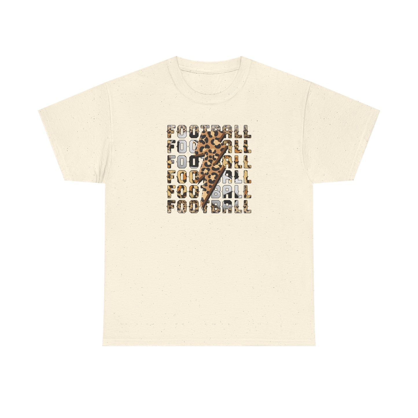 Leopard Print Football Lightning Bolt Tee, Women's Football Graphic Shirt, Game Day Spirit Shirt, Trendy Sports Top, FIFA World Cup 2026