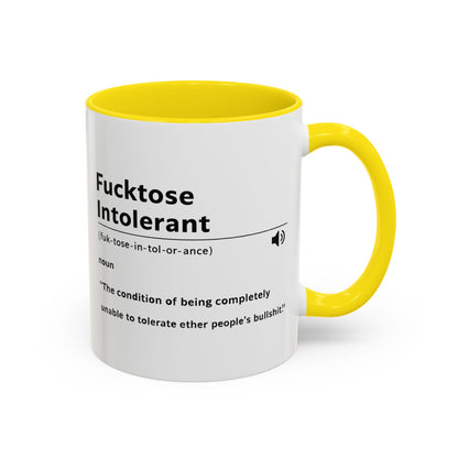 Fucktose Intolerant Definition Mug, Funny Accent Coffee Mug 11oz 15oz, Sarcastic Adult Humor Mug, Gag Gift for Friends