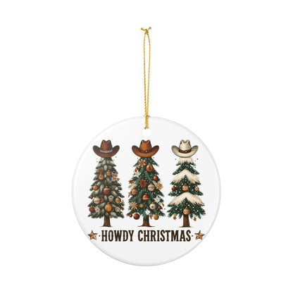 Howdy Christmas Ornament Western Cowboy Hat Christmas Tree Decor, Country Holiday Ornament, Cowgirl Cowboy Gift Farmhouse Christmas Keepsake