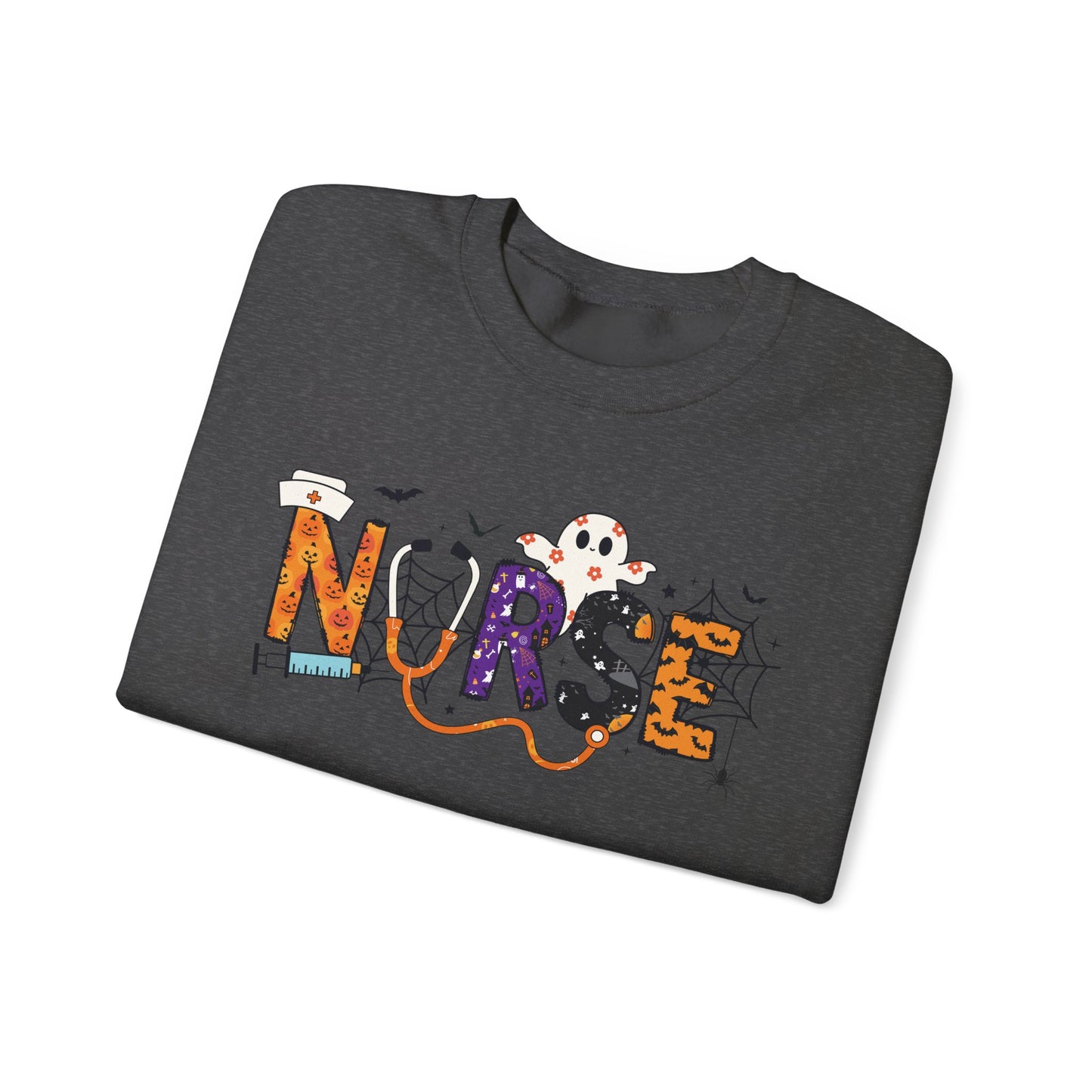 Nurse Themed Crewneck Sweatshirt - Cozy Nursing Apparel, Perfect Gift for Healthcare Workers, Halloween Style, Comfortable Unisex