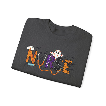 Nurse Themed Crewneck Sweatshirt - Cozy Nursing Apparel, Perfect Gift for Healthcare Workers, Halloween Style, Comfortable Unisex