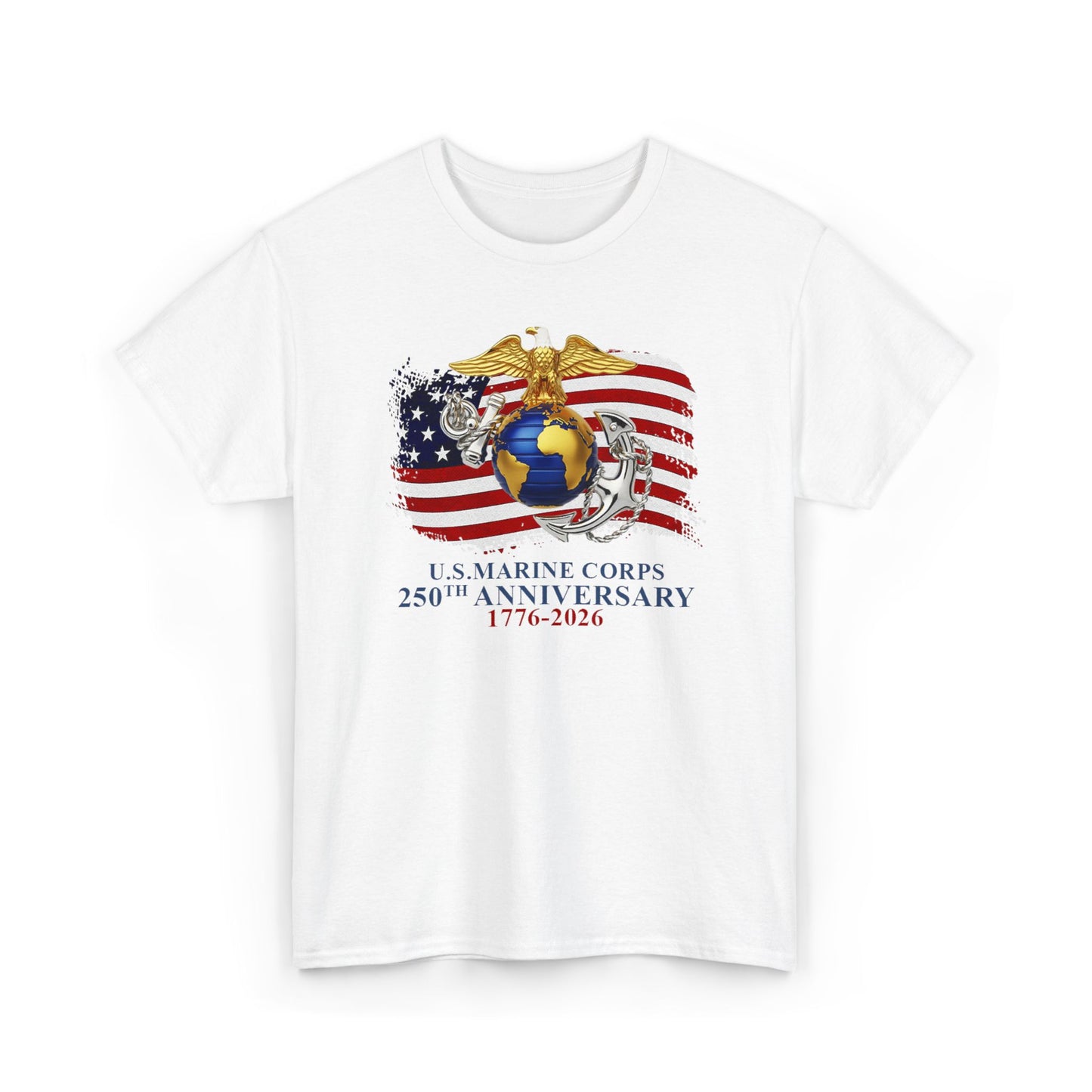 US Marine Corps 250th Anniversary T-Shirt Eagle, Globe Anchor with American Flag (1776-2026)
