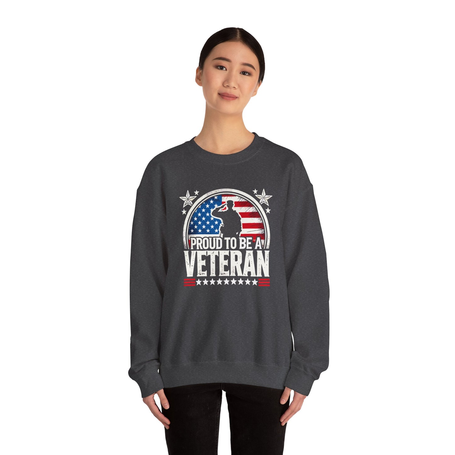 Proud Veteran Crewneck Sweatshirt, Veterans Day Gift, Military Tribute, USA Flag Apparel, Casual Comfort Wear, Gift for veteran Father