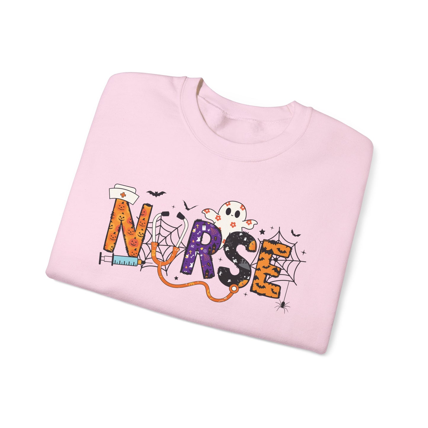 Nurse Themed Crewneck Sweatshirt - Cozy Nursing Apparel, Perfect Gift for Healthcare Workers, Halloween Style, Comfortable Unisex