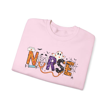 Nurse Themed Crewneck Sweatshirt - Cozy Nursing Apparel, Perfect Gift for Healthcare Workers, Halloween Style, Comfortable Unisex