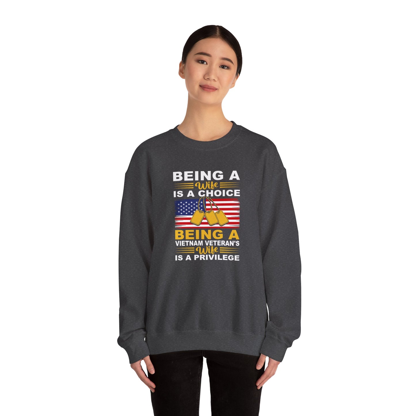 Vietnam Veteran Spouse Sweatshirt, Patriotic Crewneck, Gift for Veteran's Wife, Military Appreciation Apparel, Remembrance Day Gift