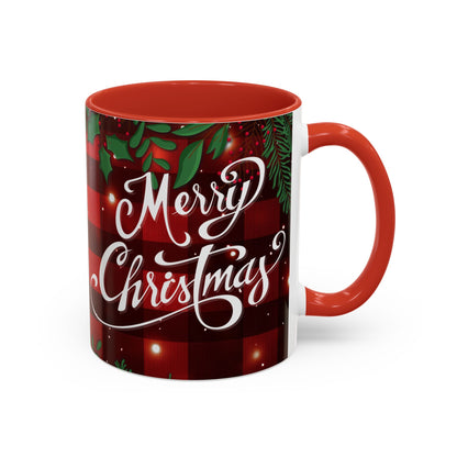 Personalized  Merry Christmas Accent Coffee Mug, Holiday Gift, Xmas Decor, Festive Beverage Cup, Custom Holiday Mug