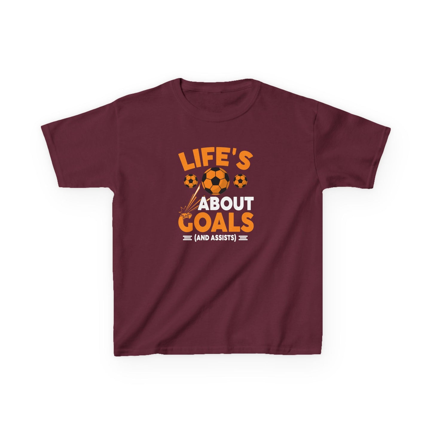 Life's About Goals Kids T-Shirt | Soccer Graphic Tee | Fun Teamwork Shirt for Boys & Girls | Cotton Youth Sports Top, FIFA World Cup 2026