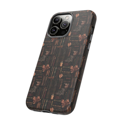 Gothic Phone Case Dark Academia Literary iPhone Samsung Cover with Books & Flowers, Phone case