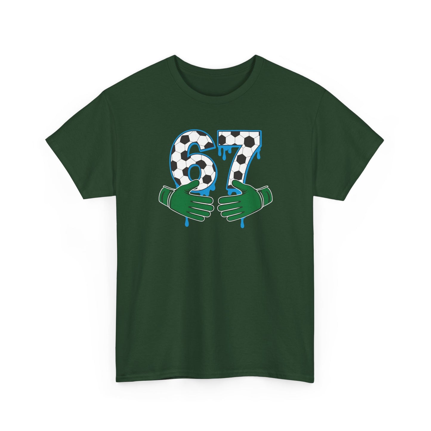 Dripping 97 Number Graphic Tee, Streetwear Checkerboard T-Shirt with Green Hands, Artsy Unisex Cotton Shirt