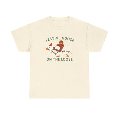 Festive Goose on the Loose Shirt, Funny Christmas Gingerbread Tee,  Holiday Comfort Colors T-Shirt, Cute Xmas Gift for Her and Him