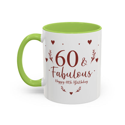 Personalized 60th Birthday Coffee Mug 60 & Fabulous, Birthday Gift, Custom Mug, Fun Coffee Cup, Celebration Drinkware, Personalized Present