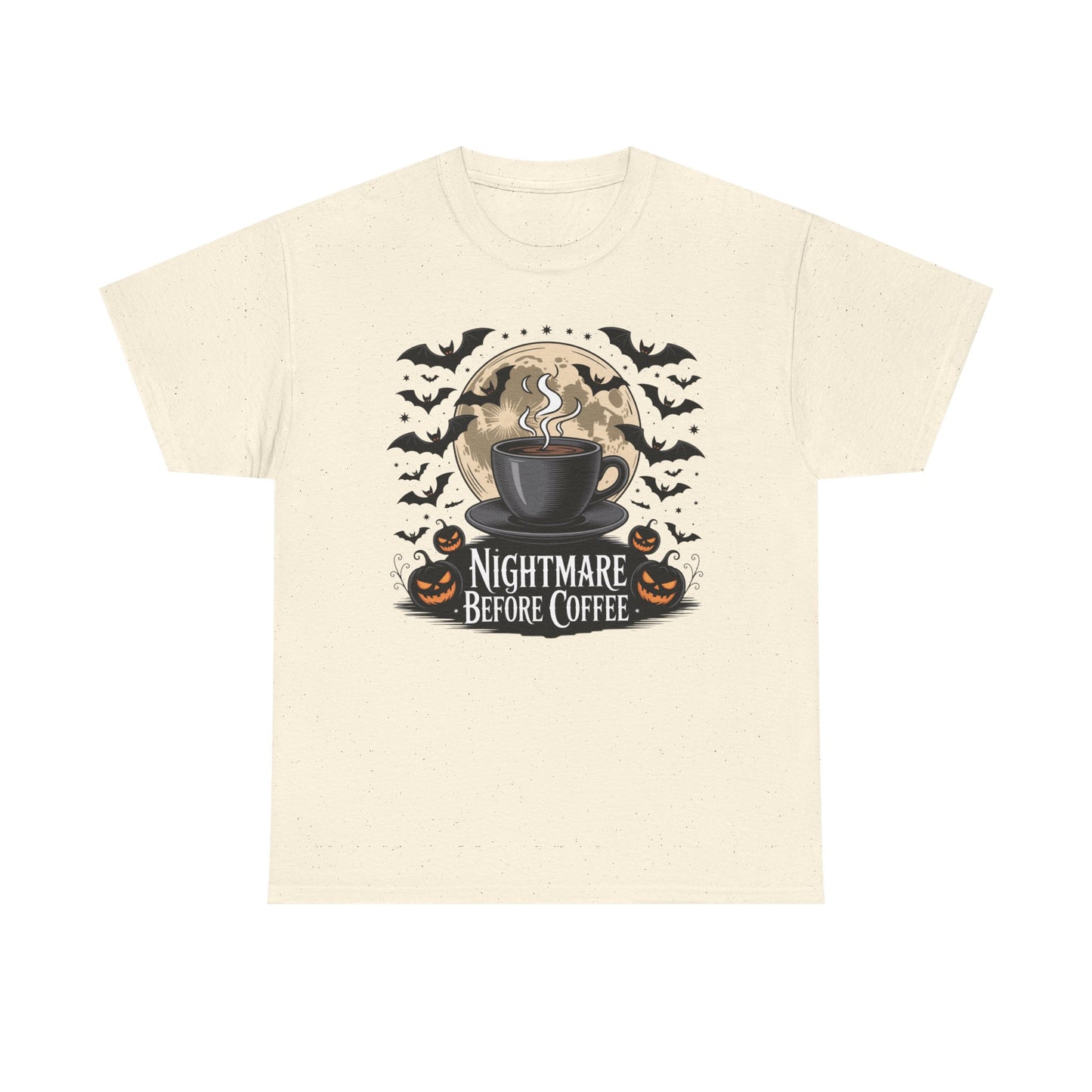 Halloween Coffee Tee, Unisex Heavy Cotton T-Shirt, Nightmare Before Coffee Shirt, Spooky Graphic Tee, Fall Seasonal Apparel