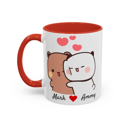 Personalized Dudu Bubu Mug | Cute Bear Coffee Cup | Color Handle Mug | Birthday Christmas Gift | Funny Mug for Her Him Valentine Gift