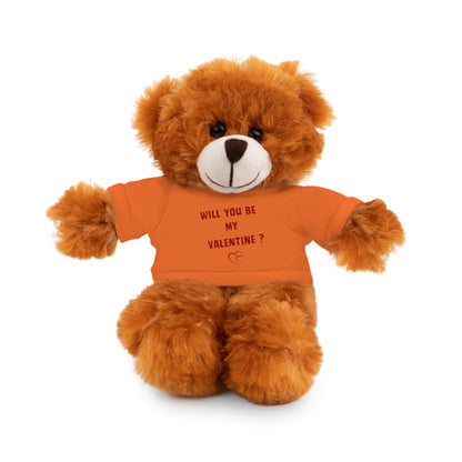 Will You Be My Valentine ? Teddy Bear, Plush Animal with T-Shirt, Cute Valentine's Day Gift, Stuffed Bear for Kids or Love