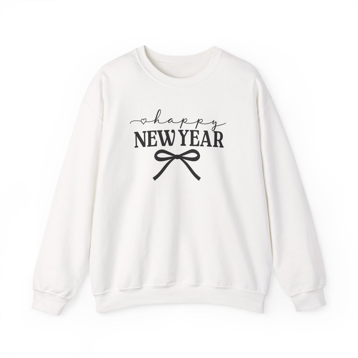 Happy New Year Sweatshirt | Cozy Holiday Crewneck | Script Bow Graphic Sweater | New Year Party Sweatshirt | Winter Gift