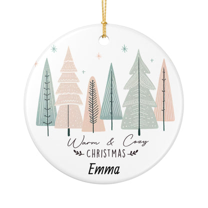 Personalized Name Ornament  Pastel Christmas Trees Holiday Keepsake  Custom Family Name Ornament 2025 Gift for Her