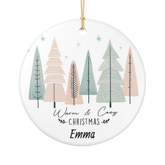 Personalized Name Ornament  Pastel Christmas Trees Holiday Keepsake  Custom Family Name Ornament 2025 Gift for Her
