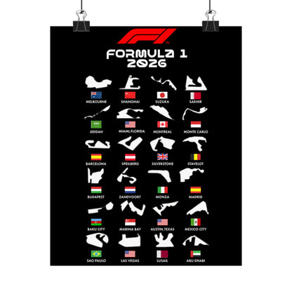 Formula 1 2026 Track Map Poster, F1 Circuits Silhouette Wall Art, Motorsport Racing Print, Racing Fan Gift, Garage Decor