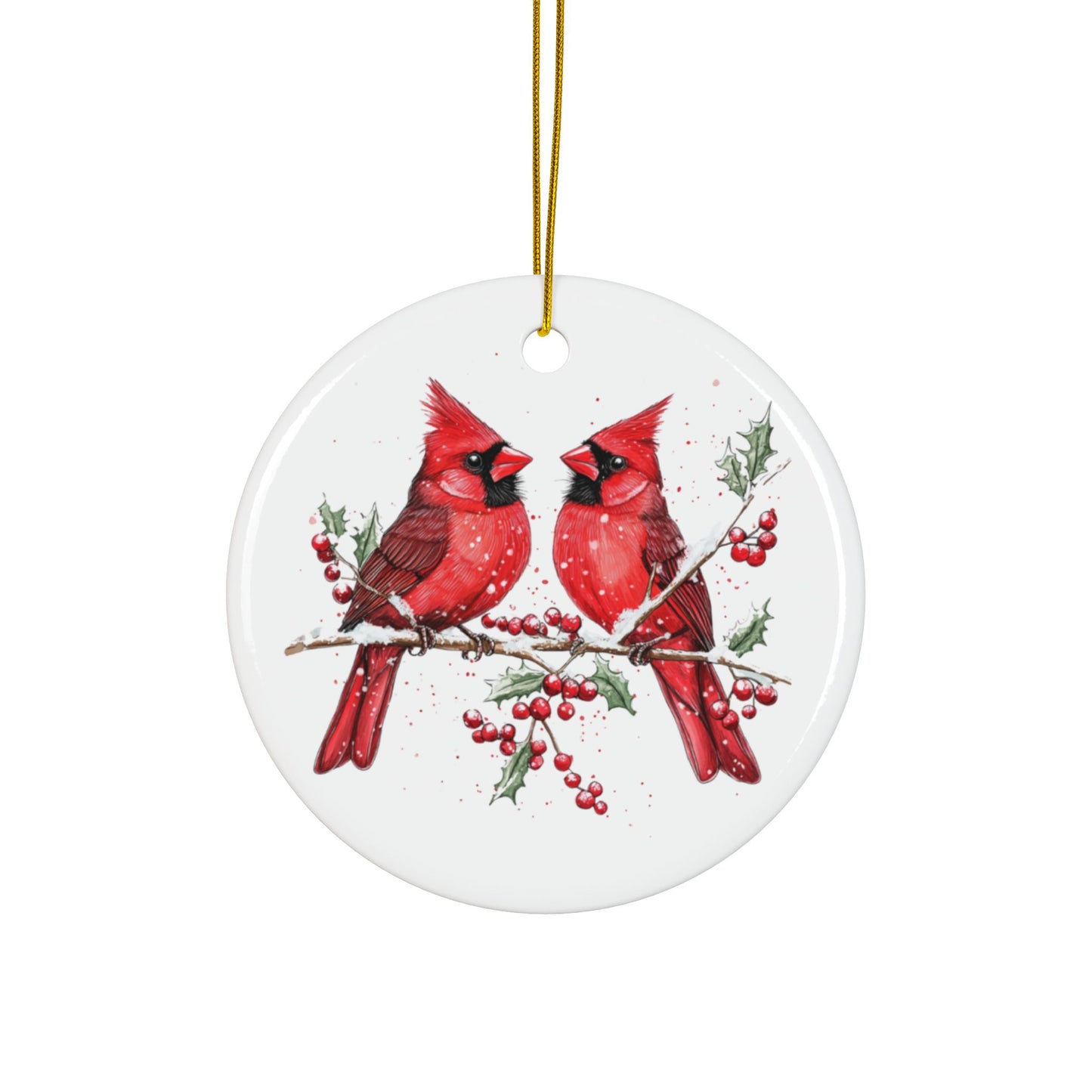 Cardinal Bird Ornament, Red Cardinal Christmas Ornament, Double-Sided Ceramic Keepsake, Winter Cardinal Decoration, Memorial Holiday Gift