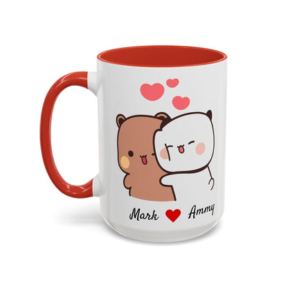 Personalized Dudu Bubu Mug | Cute Bear Coffee Cup | Color Handle Mug | Birthday Christmas Gift | Funny Mug for Her Him Valentine Gift