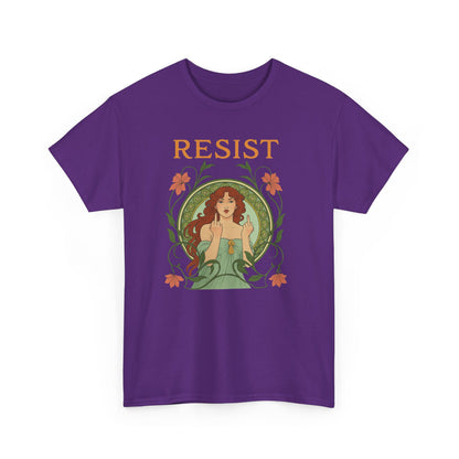 Resist Art Nouveau Woman Tee, Feminist Vintage Shirt, Botanical Activist T-Shirt, Retro Feminism Gift, Empowerment Top, Mucha Anti Trump