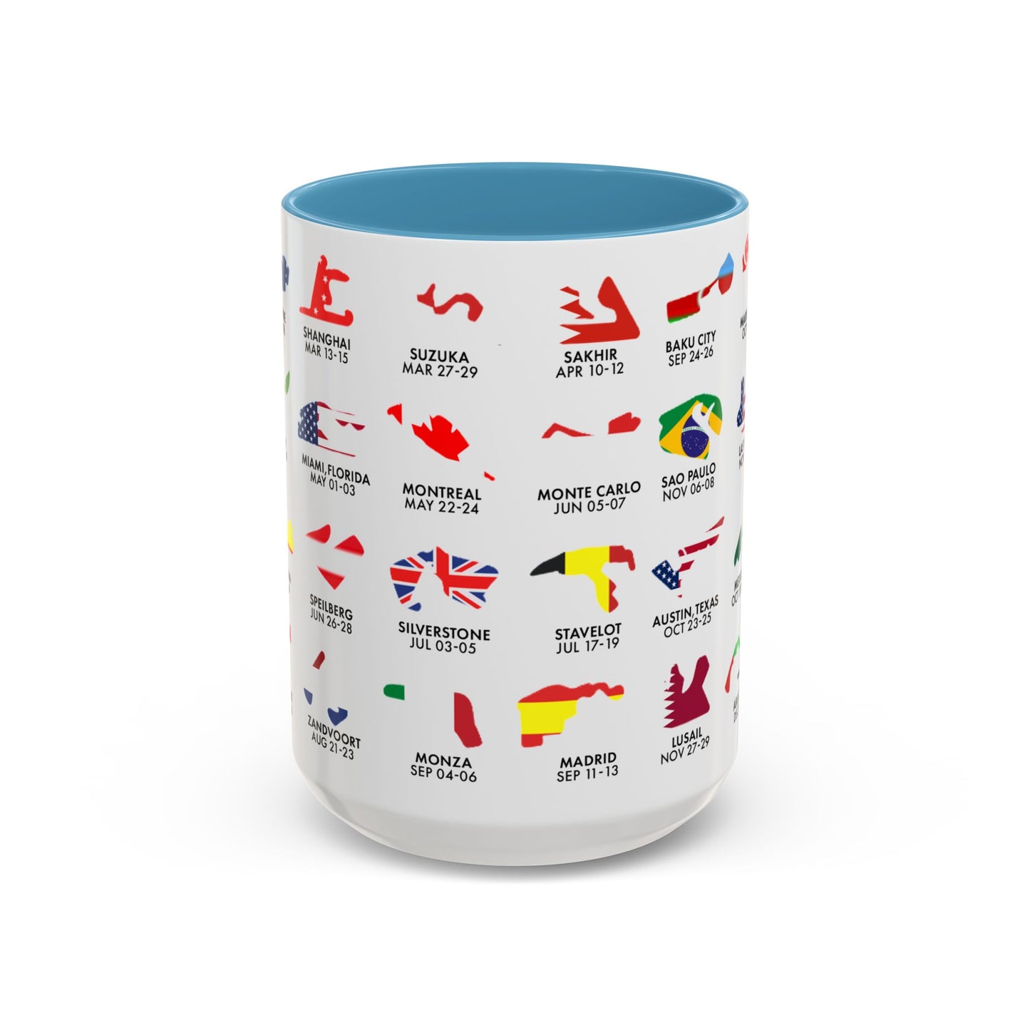 2026 Grand Prix Calendar Mug, Formula 1 Accent Coffee Mug, F1 Circuit Icons Cup, Motorsport Fan Gift, Racing Calendar Ceramic Mug