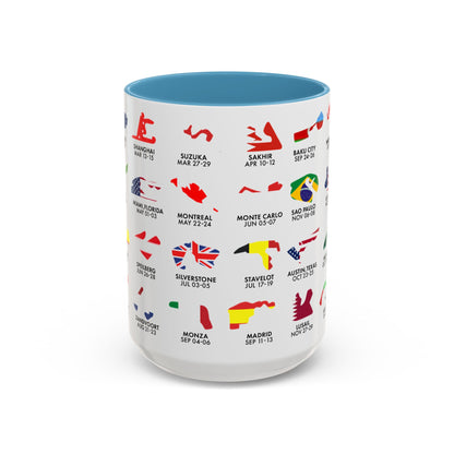 2026 Grand Prix Calendar Mug, Formula 1 Accent Coffee Mug, F1 Circuit Icons Cup, Motorsport Fan Gift, Racing Calendar Ceramic Mug