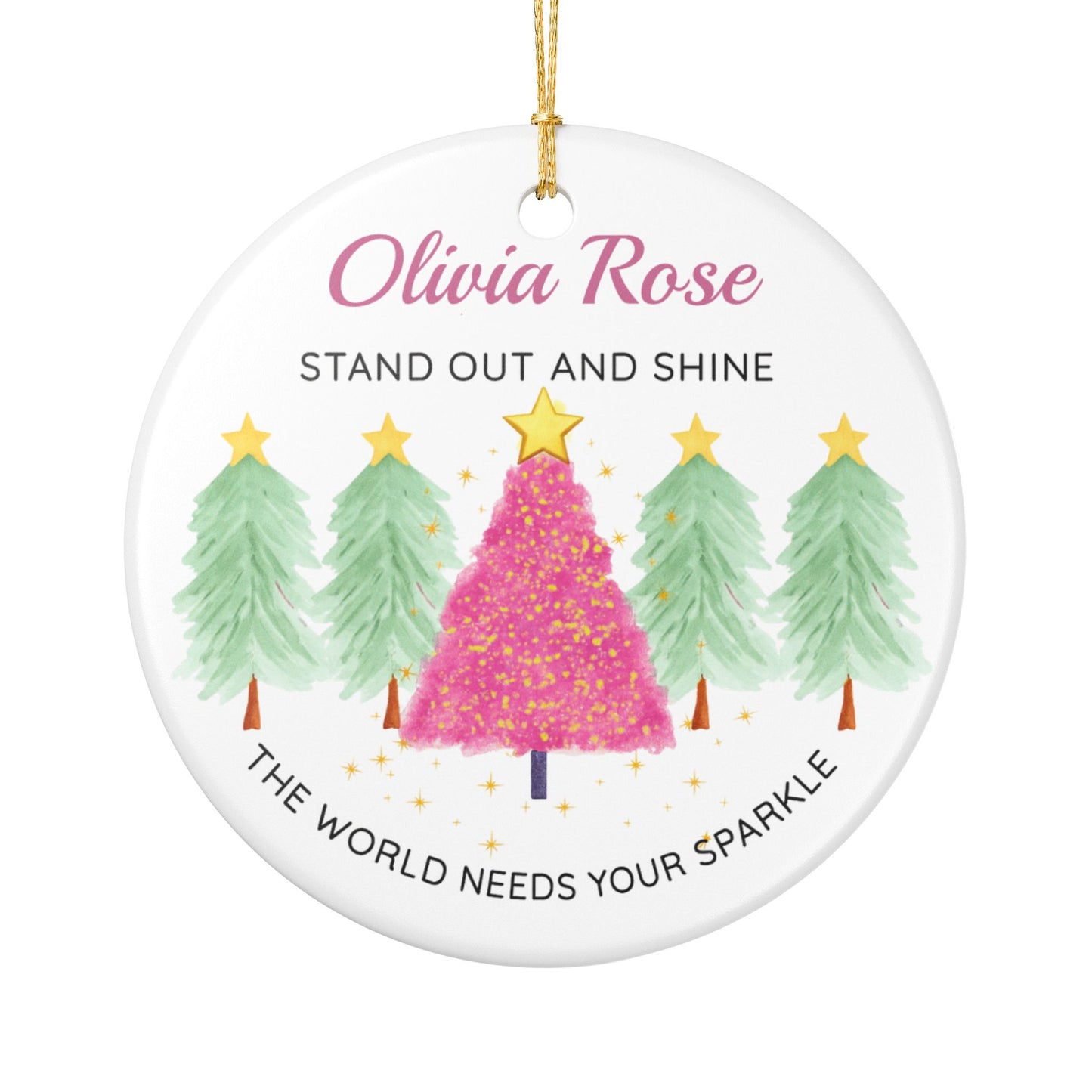Personalized Inspirational Christmas Ornament for Girls | Stand Out and Shine | Custom Name Holiday Keepsake | The World Needs Your Sparkle
