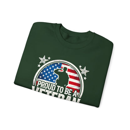 Proud Veteran Crewneck Sweatshirt, Veterans Day Gift, Military Tribute, USA Flag Apparel, Casual Comfort Wear, Gift for veteran Father