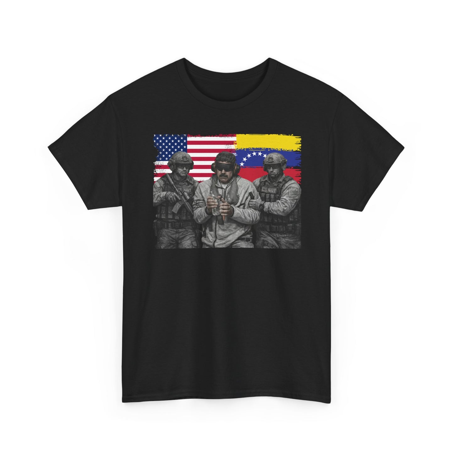 American and Venezuelan Flag Soldiers Tee, Nicolas Maduro Arrest Deportation Photo Tee T-shirt | Political Protest Graphic