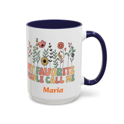 Personalized Floral Accent Mug, My Favorite People Call Me Coffee Cup, Perfect Gift for Friends, Family, Birthdays, Home Décor