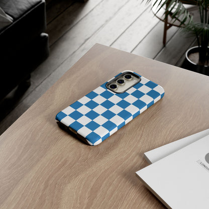 Blue Checkerboard Phone Case, Samsung Galaxy S25, S25 Plus, S24, S24 Plus, S24 Ultra, S23, S22, S22 Plus, S21 Ultra, S21 FE, S20+