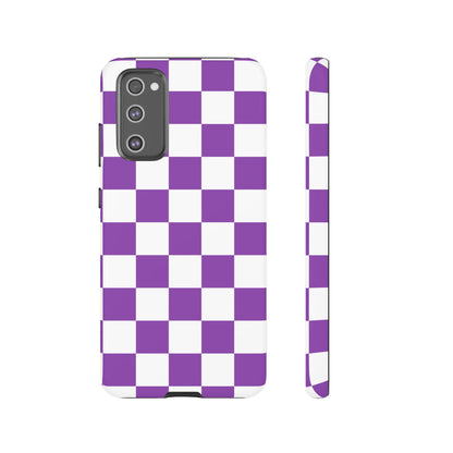 Purple Checkered Phone Case, Samsung Galaxy S25, S25 Plus, S24, S24 Plus, S24 Ultra, S23, S22, S22 Plus, S21 Ultra, S21 FE, S20+