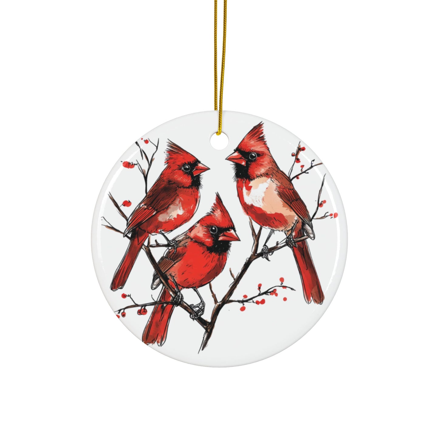 Cardinal Memorial Ornament, Double-Sided Ceramic Remembrance Ornament, Red Cardinal Holiday Keepsake, Sympathy Gift for Loved Ones