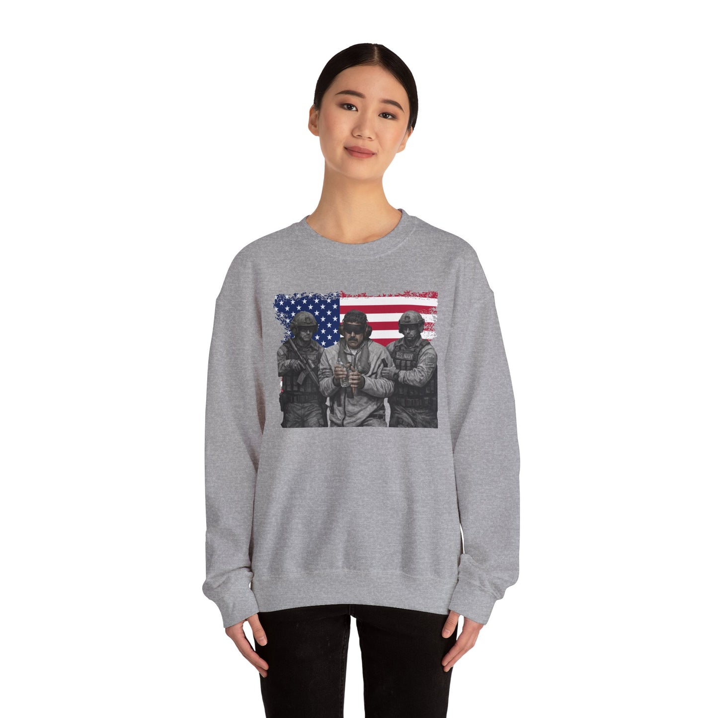 Maduro Captured 2026 Venezuela Libre Sweatshirt, Patriotic Military Graphic Crewneck, American Flag Soldier Tribute, Support Pullover