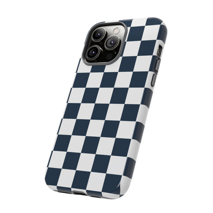 Navy Checkerboard Phone Case, iPhone 17 Pro, 17, 16, 15, 14, 13, 12, 11, X, XR, XS MAX, Tough Case for iPhone