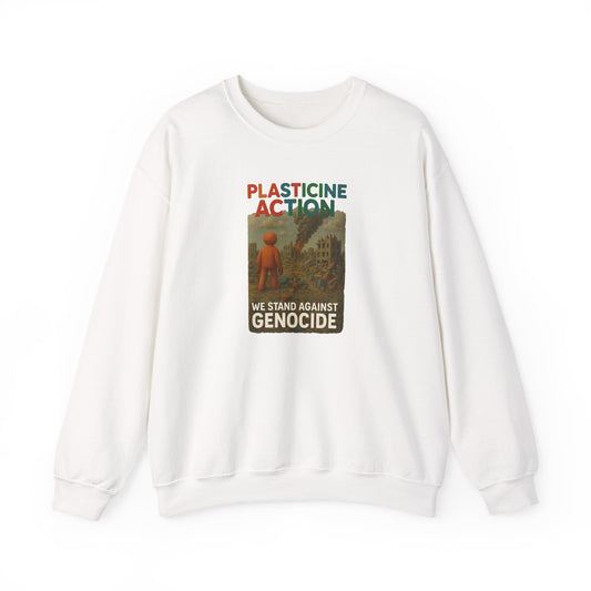 We stand against Genocide Crewneck Sweatshirt, Vintage Style, Sustainability Statement, Unisex Gift, Ethical Fashion, Activism Apparel
